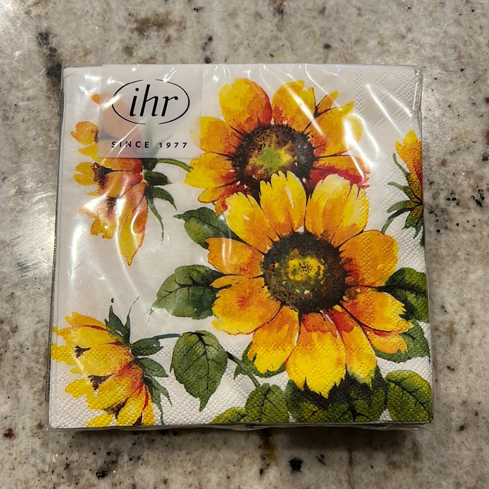 Sunflower Paper Cocktail Napkins | Pack of 20 | Bright Floral Party Decor